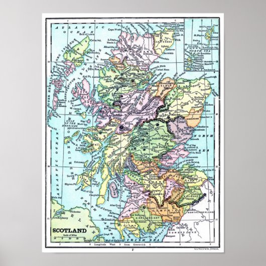  Atlas Map - Schotland Poster (Voorkant)