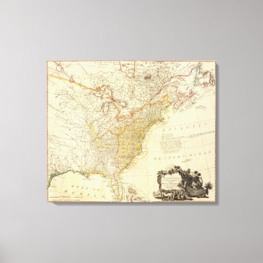 Atlas Map Verenigde Staten Noord-Amerika Canvas Afdruk (Voorkant)