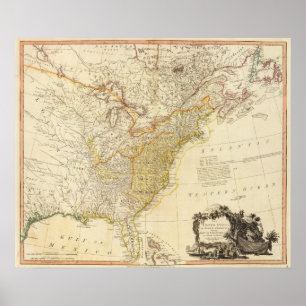 Atlas Map Verenigde Staten Noord-Amerika Poster