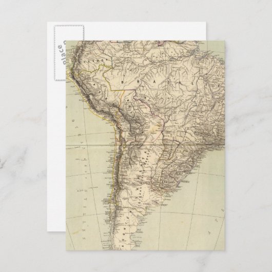 Atlas Map Zuid-Amerika Briefkaart (Voorkant / Achterkant)