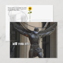 Atlas met een gezichtsmasker - NYC H-briefkaart