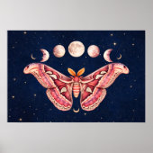 Atlas Moth Celestial Moon Phase | Boho Lunar Art Poster (Voorkant)