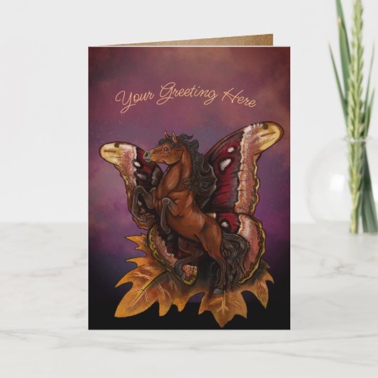 Atlas Moth Fairy Horse Feestdagen Kaart (Voorkant)