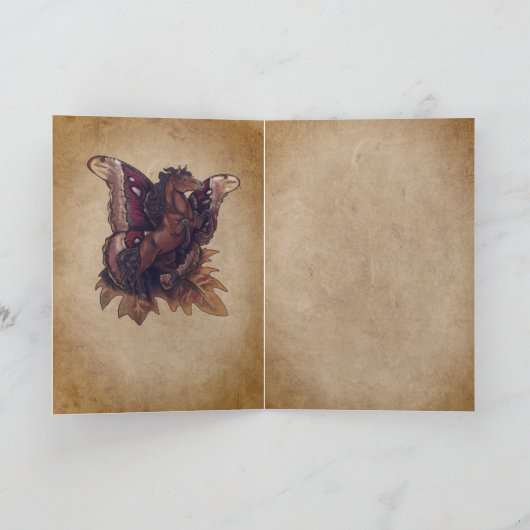 Atlas Moth Fairy Horse Feestdagen Kaart (Binnen)