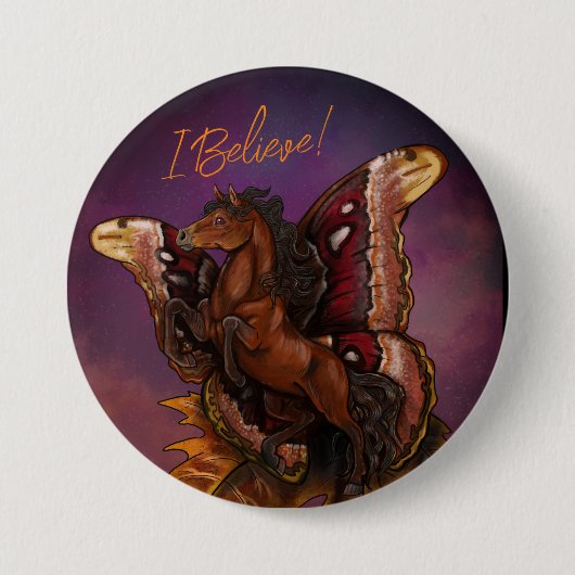 Atlas Moth Fairy Horse Ronde Button 7,6 Cm (Voorkant)