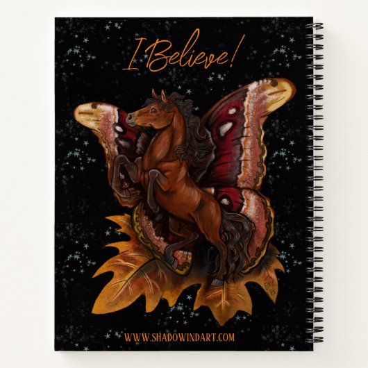 Atlas Moth Fairy Horse Sketchbook Notitieboek (Achterkant)