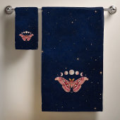 Atlas Moth Night Sky Cosmos Moon Phase | Boho Art Bad Handdoek