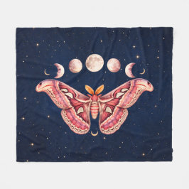 Atlas Moth Night Sky Cosmos Moon Phase | Boho Art Fleece Deken