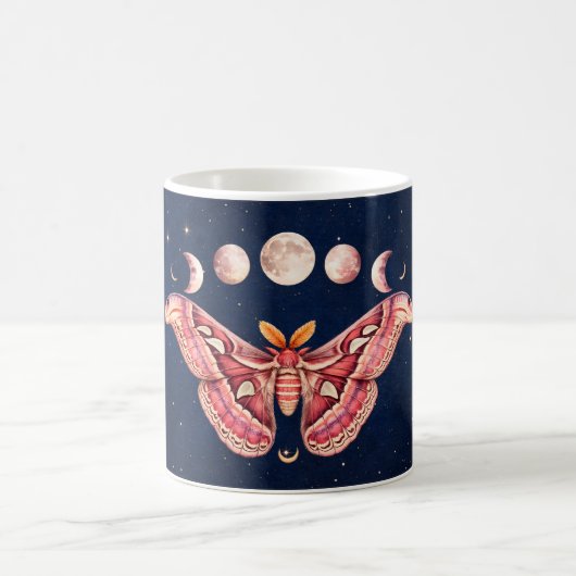 Atlas Moth Night Sky Cosmos Moon Phase | Boho Art Koffiemok (Center)