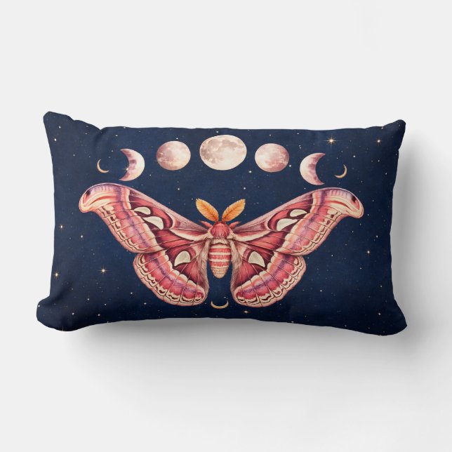 Atlas Moth Night Sky Cosmos Moon Phase | Boho Art Kussen (Voorkant)
