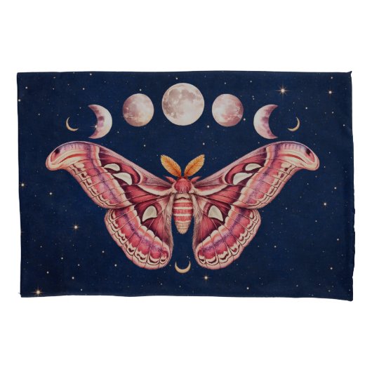 Atlas Moth Night Sky Cosmos Moon Phase | Boho Art Kussensloop (Voorkant)