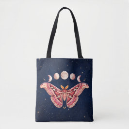Atlas Moth Night Sky Cosmos Moon Phase | Boho Art Tote Bag