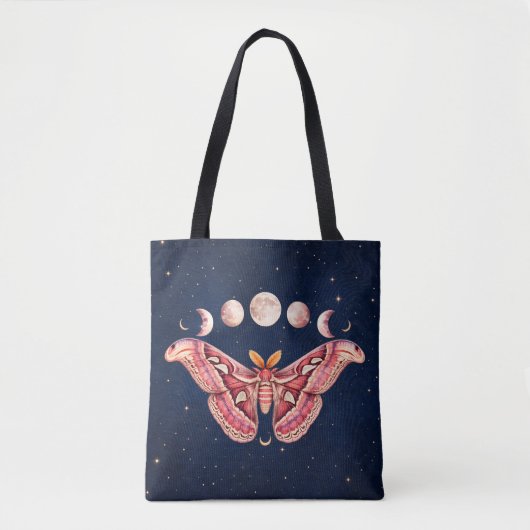 Atlas Moth Night Sky Cosmos Moon Phase | Boho Art Tote Bag (Voorkant)