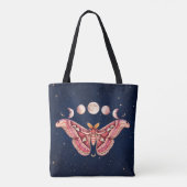 Atlas Moth Night Sky Cosmos Moon Phase | Boho Art Tote Bag (Achterkant)
