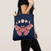 Atlas Moth Night Sky Cosmos Moon Phase | Boho Art Tote Bag (Dichtbij)