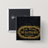 Atlas National de France Vierkante Button 5,1 Cm (Voorkant /achterkant)
