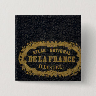 Atlas National de France Vierkante Button 5,1 Cm