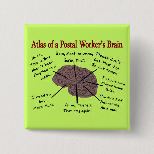 Atlas of a Postal Worker's Brain Vierkante Button 5,1 Cm