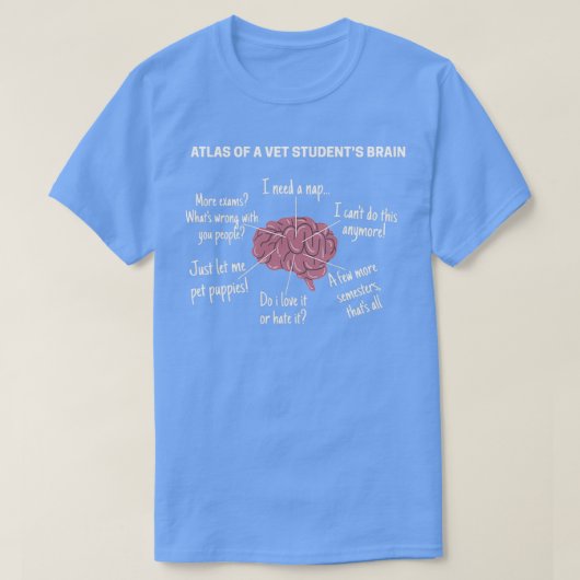 Atlas of a Vet student brain grappig veterinair on T-shirt (Design voorkant)
