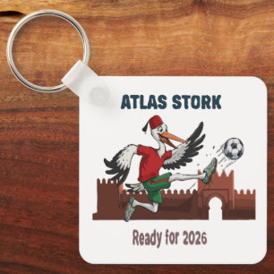 Atlas Ooievaar Marokko Voetbal 2026 Sport Mascotte Sleutelhanger