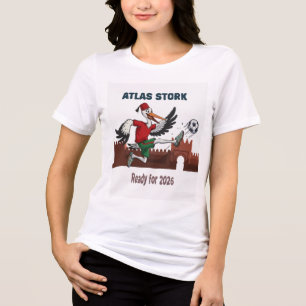Atlas Ooievaar Marokko Voetbal 2026 Sport Mascotte Tri-Blend Shirt