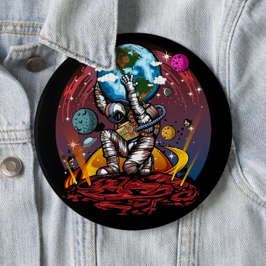 Atlas Space Man Ronde Button 6,0 Cm (In situ)