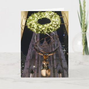 Atlas & St. Patrick's Cathedral, kerstkaart Kaart