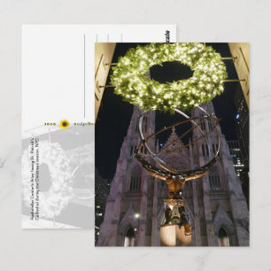 Atlas & St. Patrick's Cathedral, Kerstmis, NYC - Briefkaart