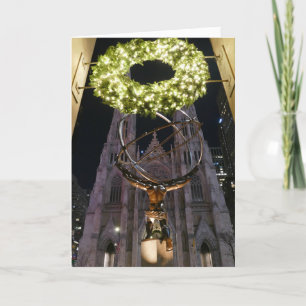 Atlas & St. Patrick's Cathedral, Kerstmis, NYC - Kaart
