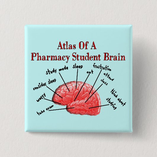 Atlas van een Farmacie Student Brain Vierkante Button 5,1 Cm (Voorkant)