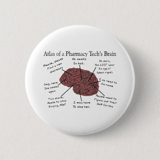 Atlas van een Farmacie Tech's Brain Ronde Button 5,7 Cm (Voorkant)