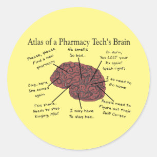 Atlas van een Farmacie Tech's Brain Ronde Sticker