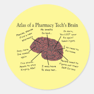 Atlas van een Farmacie Tech's Brain Ronde Sticker