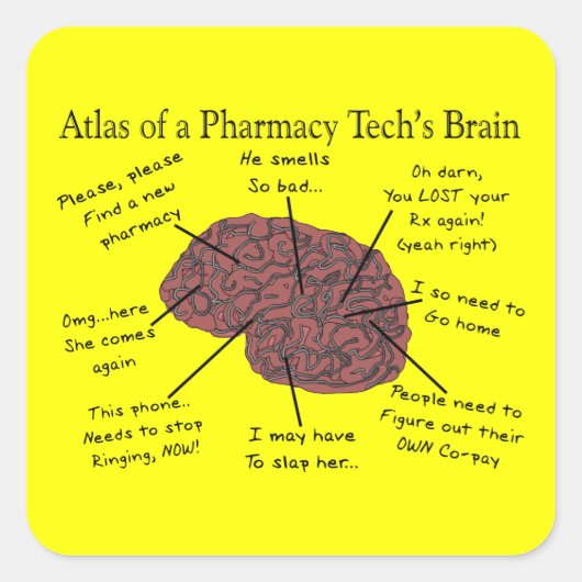 Atlas van een Farmacie Tech's Brain Vierkante Sticker (Voorkant)