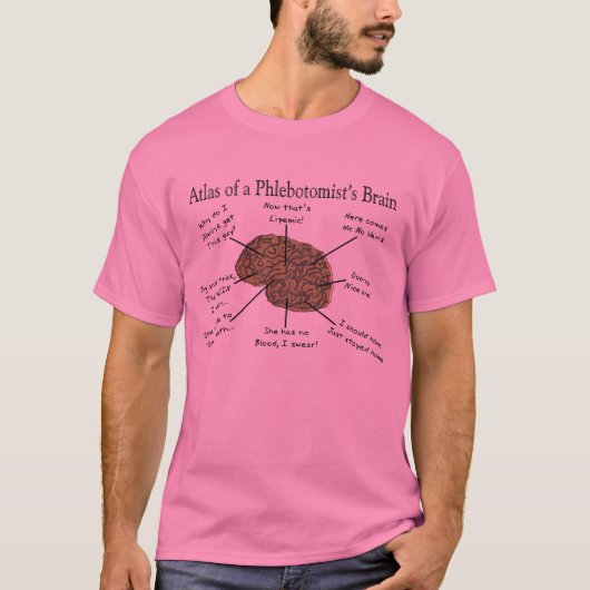 Atlas van een Phlebotomist-brein T-shirt (Voorkant)