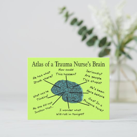 Atlas van een Trauma Nurse's Brain Briefkaart (Staand voorkant)