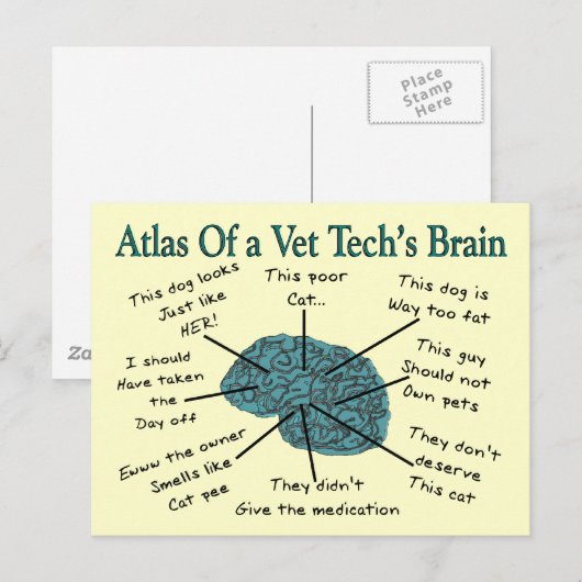 Atlas van het brein van Vet Tech Briefkaart (Voorkant / Achterkant)