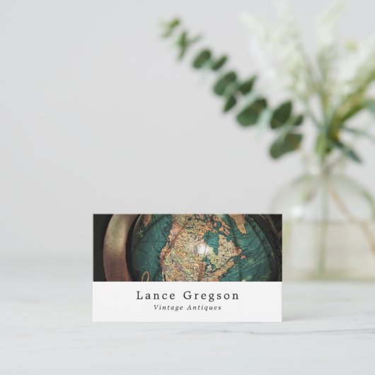  Atlas Wereldbol, Antiek dealer Visitekaartje (Staand voorkant)