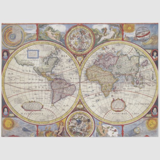 Atlas Wereldkaart  20x30-decoupage Tissuepapier (Voorkant)