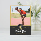 Atleet afstudeerfoto bedankkaart (Staand voorkant)