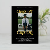 Atleet Afstuderen verwijdert Pet op Folie Uitnodiging (Staand Voorkant)