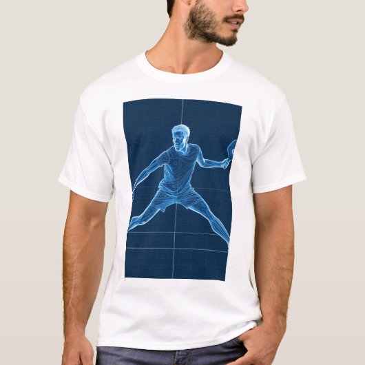 Atleet Digitale Illustratie Blauwdruk T-shirt (Voorkant)