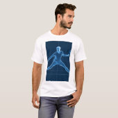 Atleet Digitale Illustratie Blauwdruk T-shirt (Voorkant volledig)