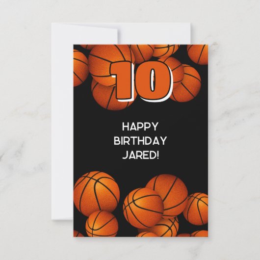 Atleet Happy Birthday Basketballs accent Kaart (Voorkant)