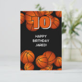 Atleet Happy Birthday Basketballs accent Kaart (Staand voorkant)