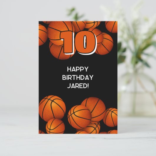 Atleet Happy Birthday Basketballs accent Kaart (Staand voorkant)