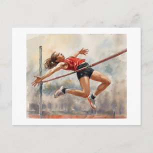 Atleet maakt hoogspringbalk vrij, briefkaart
