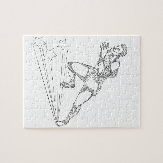 atleet met wielaandrijving en veldatleet legpuzzel (Horizontaal)