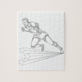 atleet met wielaandrijving en veldatleet legpuzzel