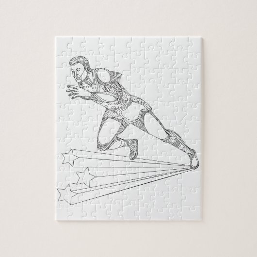 atleet met wielaandrijving en veldatleet legpuzzel (Verticaal)